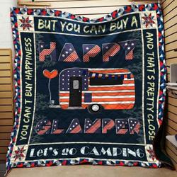 Happy Glamper For Independent Day Blanket Th1707 Quilt and Home Decor