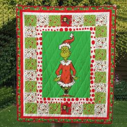 Happy Grinch Twin King And Queen Quilt Blanket  Quilt and Home Decor