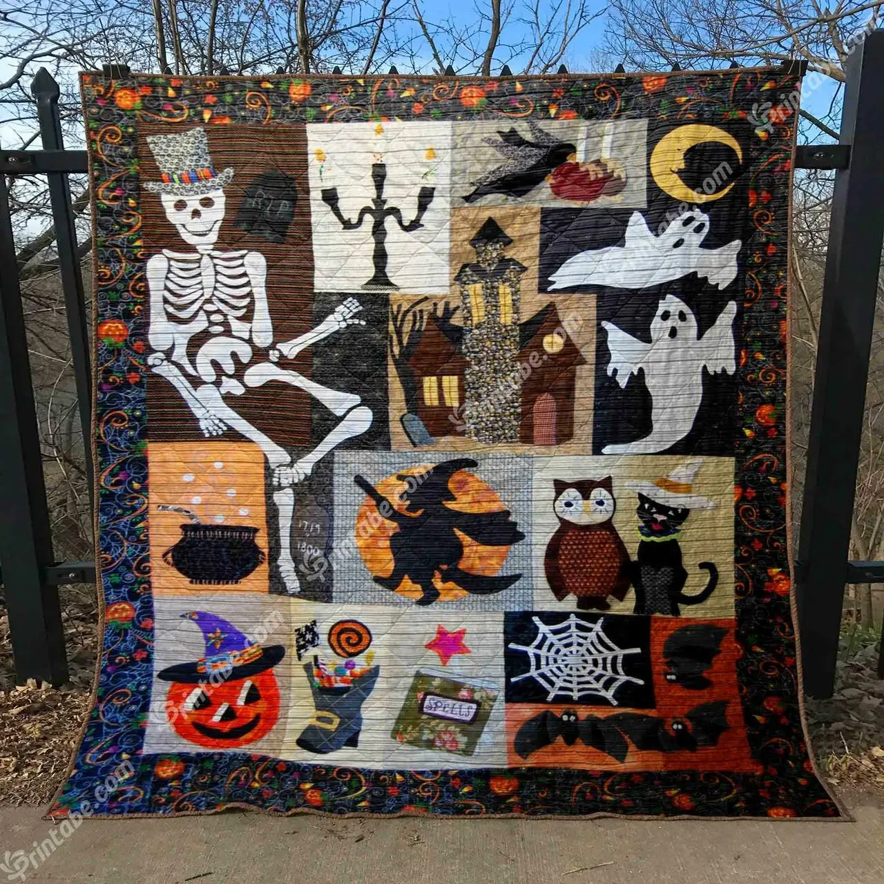 Happy Hauntings Halloween Blankets Lv01 Quilt and Home Decor