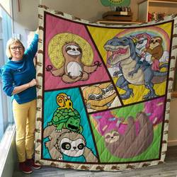 Happy Sloth Quilt Blanket and Home Decor