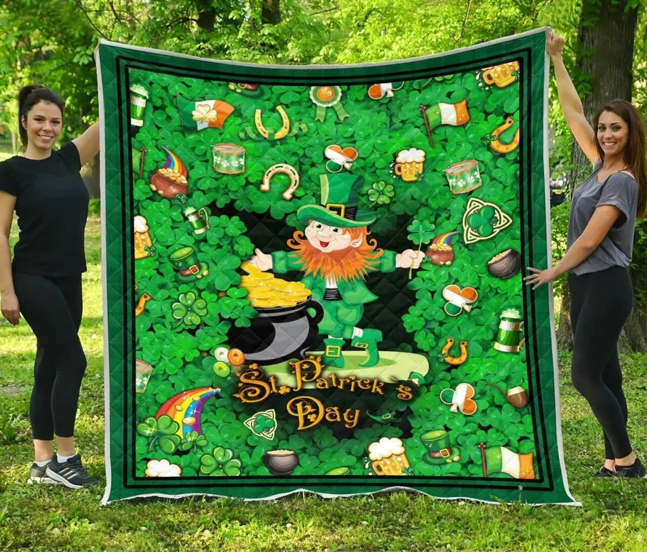 Happy St Patricks Day Like Quilt Blanket and Home Decor