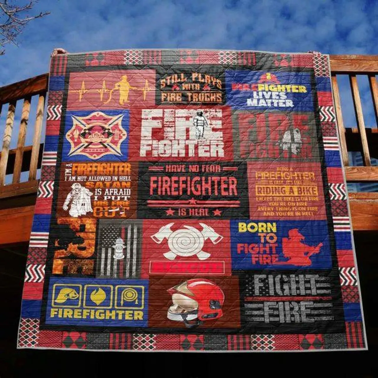 Have No Fear Firefighter Is Here Quilt Blanket Aq55 Quilt and Home Decor