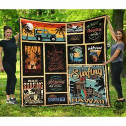 Hawaii Culture Vintage Premium Quilt Black  Ah J2  Quilt and Home Decor