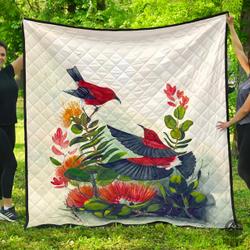 Hawaiian Ohia Flowers Premium Quilt  Ah J9  Quilt and Home Decor