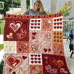 Hearts And Butterflies Parttern Quilt Blanket Dhc1402798Td and Home Decor