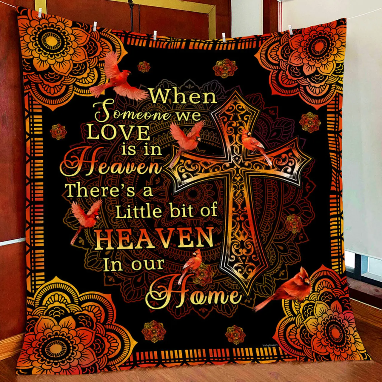 Heaven In Our Home Cardinal Quilt Blanket and Home Decor