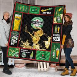 Heineken All I Need Is Beer Gift Quilt and Home Decor