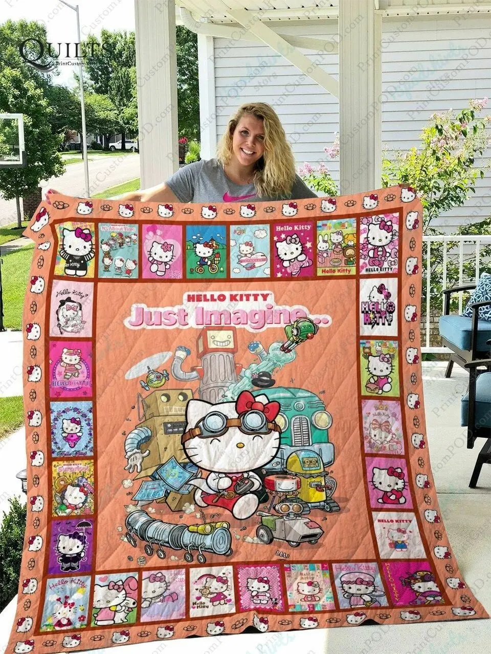 Hello Kitty Quilt Blanket Ver 2 and Home Decor