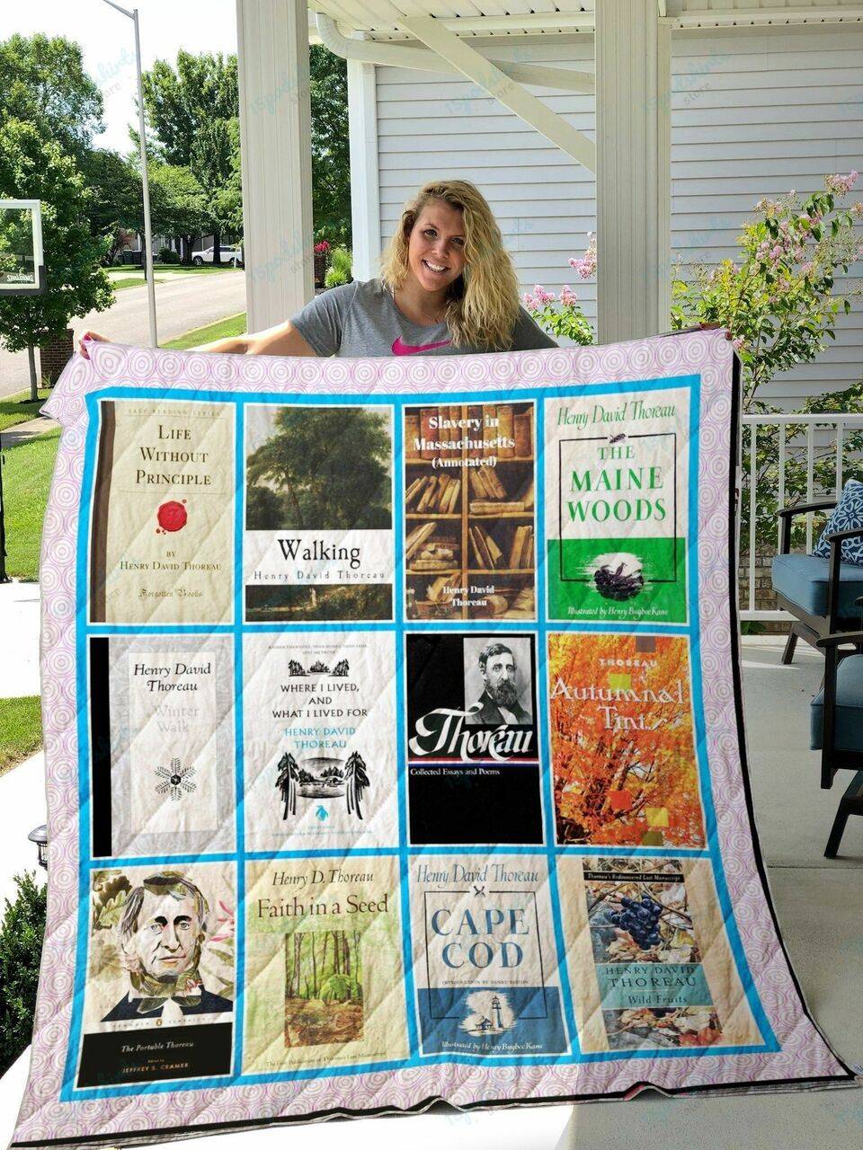 Henry David Thoreau Books Quilt Blanket and Home Decor