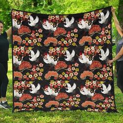 Heron Japanese Cl12100359Mdq Quilt Blanket and Home Decor