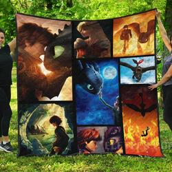 Hiccup And Astrid  How To Train Your Dragon Premium Throw Twin Queen King Quilt Blanket Quilt Blanket and Home Decor