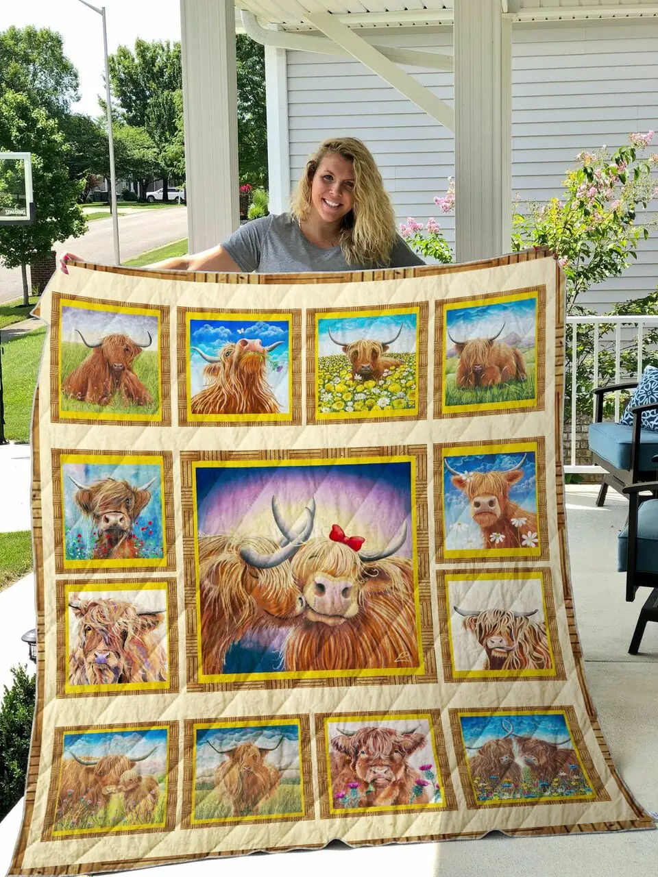 Highland Cow Quilt Blanket Dhc1501497Vt and Home Decor