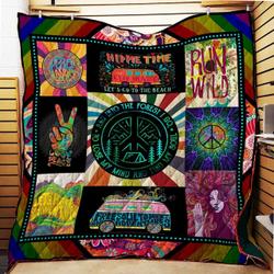 Hippie And Into The Forest I Go Quilt Blanket Great Customized Gifts For Birthday Christmas Thanksgiving Perfect Gifts For Hippie      and Home Decor