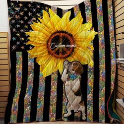 Hippie Beagle Custom Quilt For Dog Lovers and Home Decor