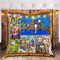 Hippie Cat Quilt Bp and Home Decor