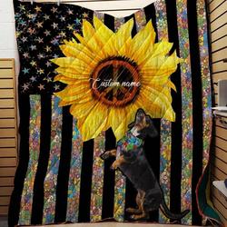 Hippie Dachshund Custom Quilt For Hippies And Dog Lovers and Home Decor