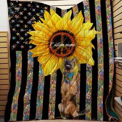 Hippie German Shepherd Custom Quilt For Hippie And Dog Lovers and Home Decor