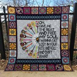 Hippie Guitar Quilt Blanket  Quilt and Home Decor