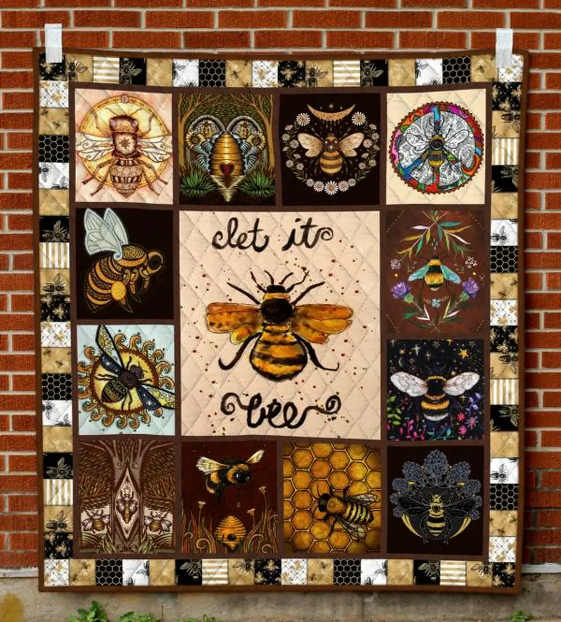 Hippie Let It Bee Quilt Blanket Quilt and Home Decor