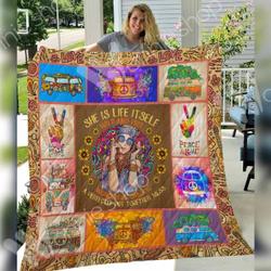 Hippie Love Peace Not War Quilt Blanket Christmas Christmas Gifts Merry Christmas Holiday Gifts Gift Dhc03011301Dd and Home Decor