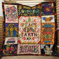 Hippie On Earth Quilt Blanket  Quilt and Home Decor