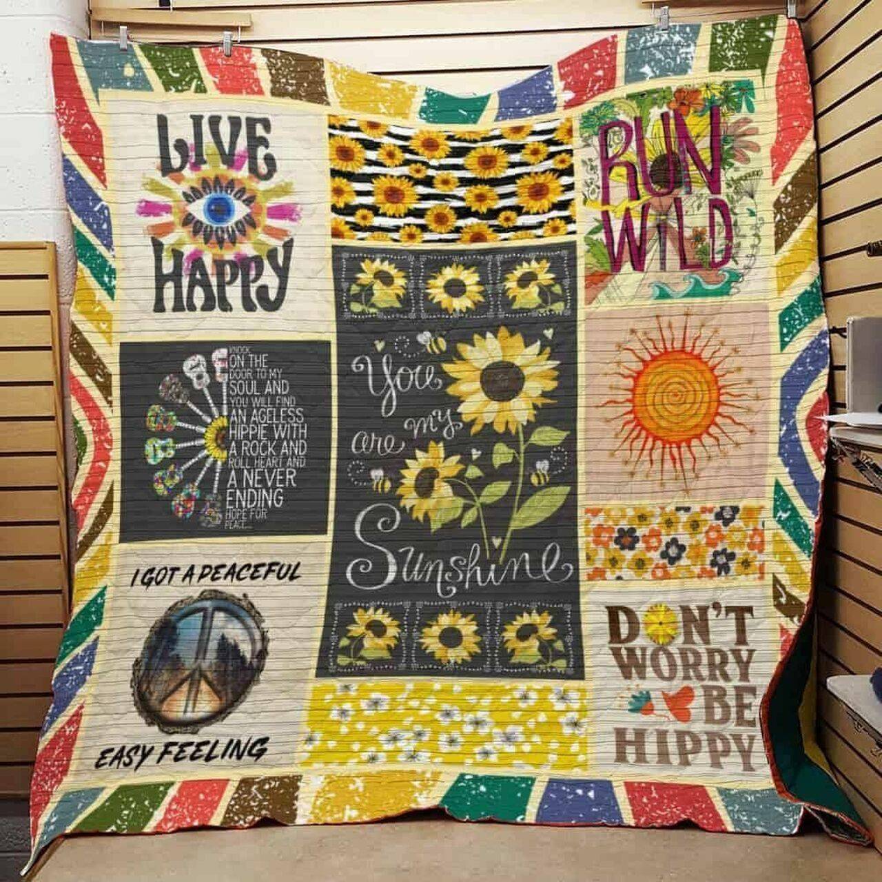 Hippie Peace Life Ah Quilt Derqgu and Home Decor