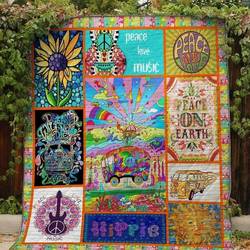 Hippie Peace Life Ah Quilt Derqzp and Home Decor