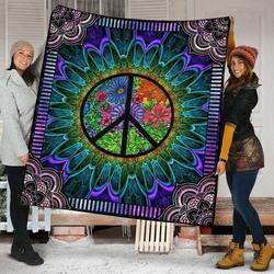 Hippie Peace Sign KL2409116CL Quilt Blanket and Home Decor