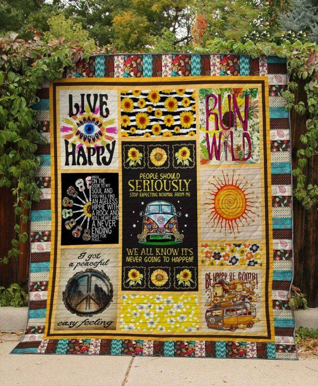 Hippie Quilt Blanket Ver 16 Quilt and Home Decor