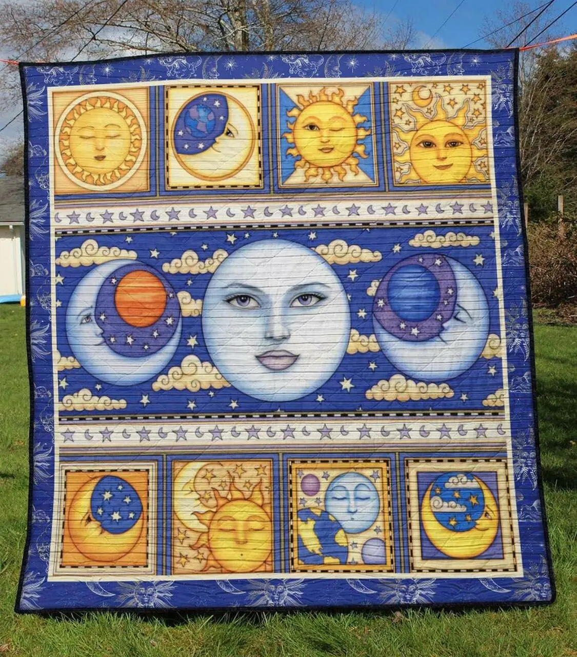 Hippie Sun And Moon Tu030707A Quilt Blanket and Home Decor