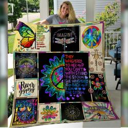 Hippie They Whispered To Her You CanT With Stand The Storm Premium Quilt Blanket and Home Decor