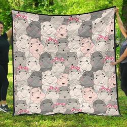 Hippo Cute Cl12100364Mdq Quilt Blanket and Home Decor