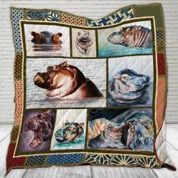Hippo You Look So Cute Quilt Blanket Dhc020120507Td and Home Decor
