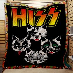 Hiss Cats Kittens Rock Rockin Funny Quilt and Home Decor
