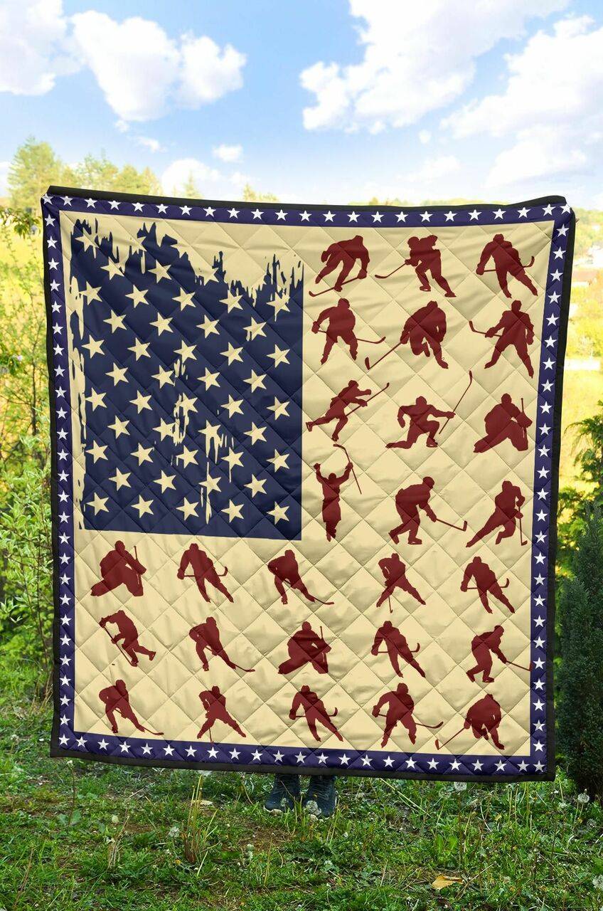 Hockey Flag Quilt Blanket Dhc02012073Td and Home Decor