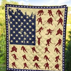 Hockey Flag Quilt Blanket Dhc02012073Td and Home Decor
