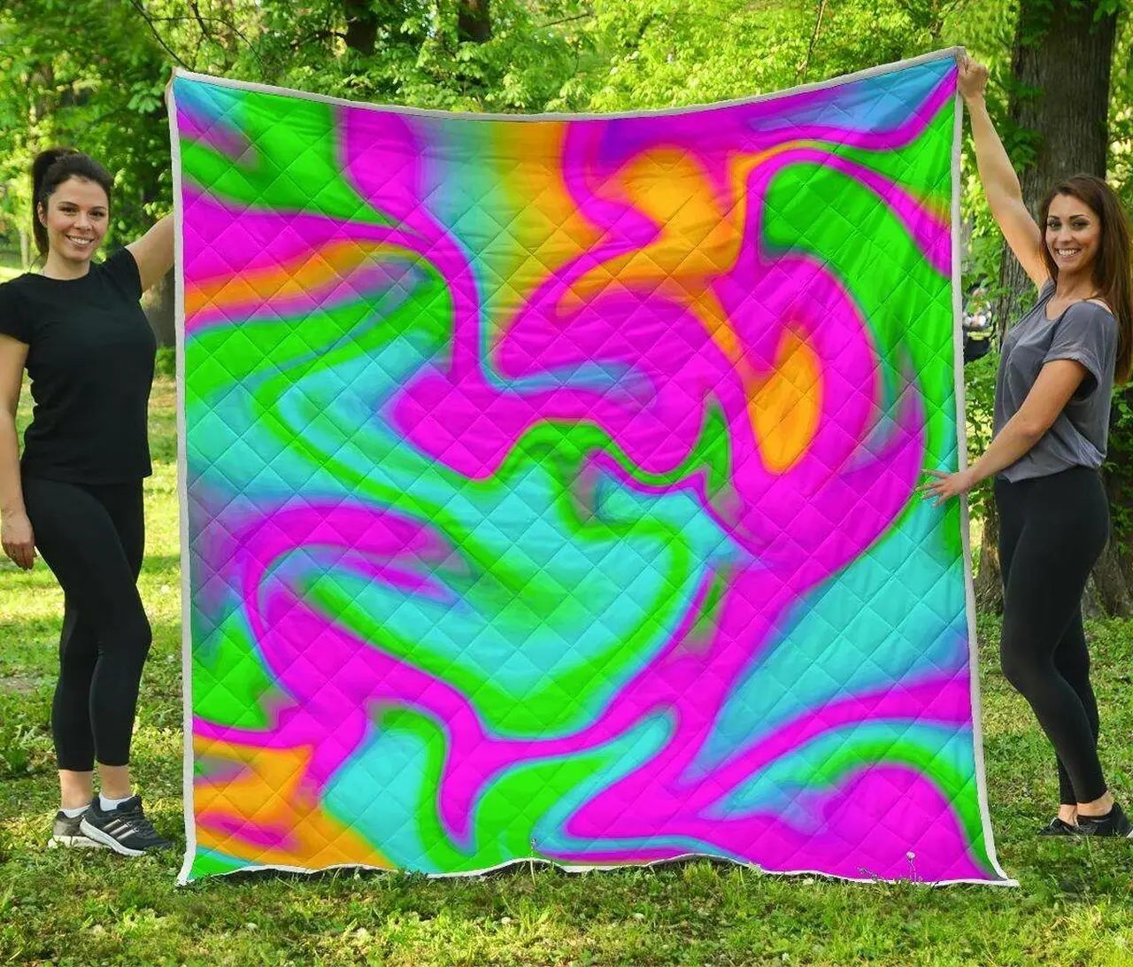 Holographic Neon Liquid Trippy Cl17100346Mdq Quilt Blanket and Home Decor