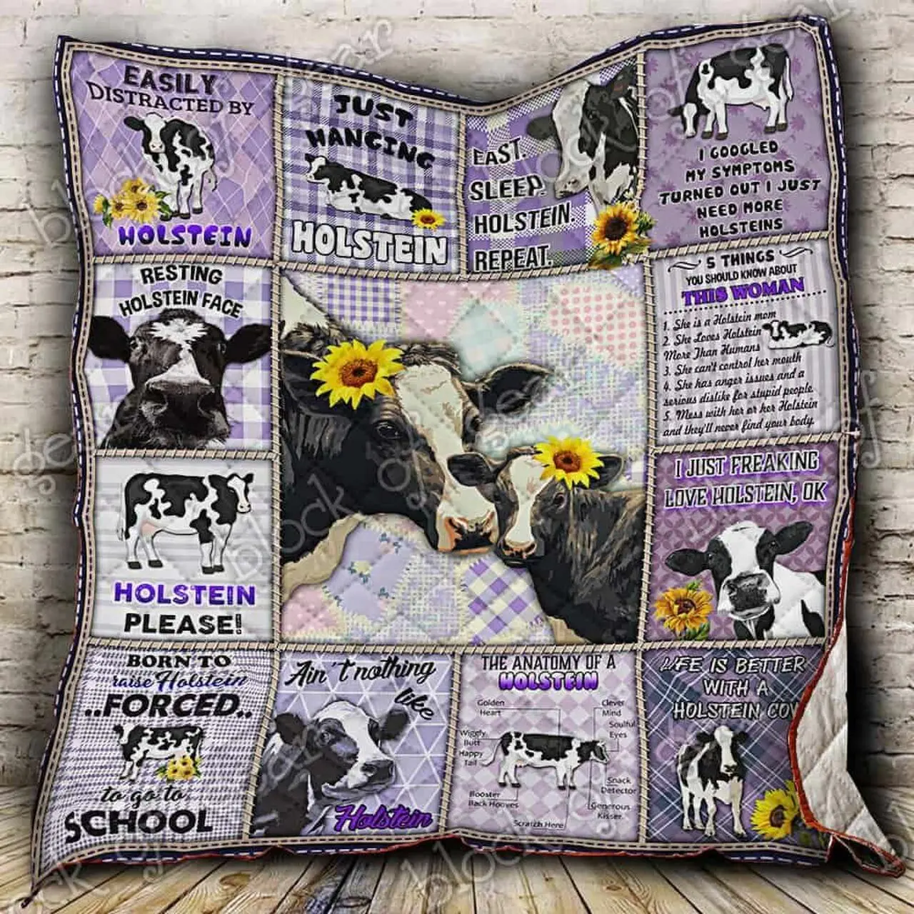 Holstein Cattle Cl2100240Mdq Quilt Blanket and Home Decor