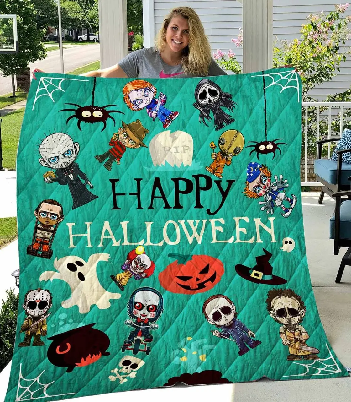 Horror Movies Happy Halloween Quilt-Blanket and Home Decor