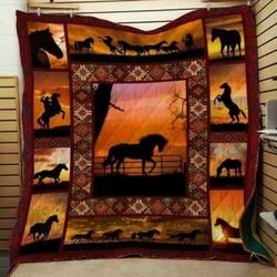 Horse At Sunset Cla0710500Q Quilt Blanket and Home Decor
