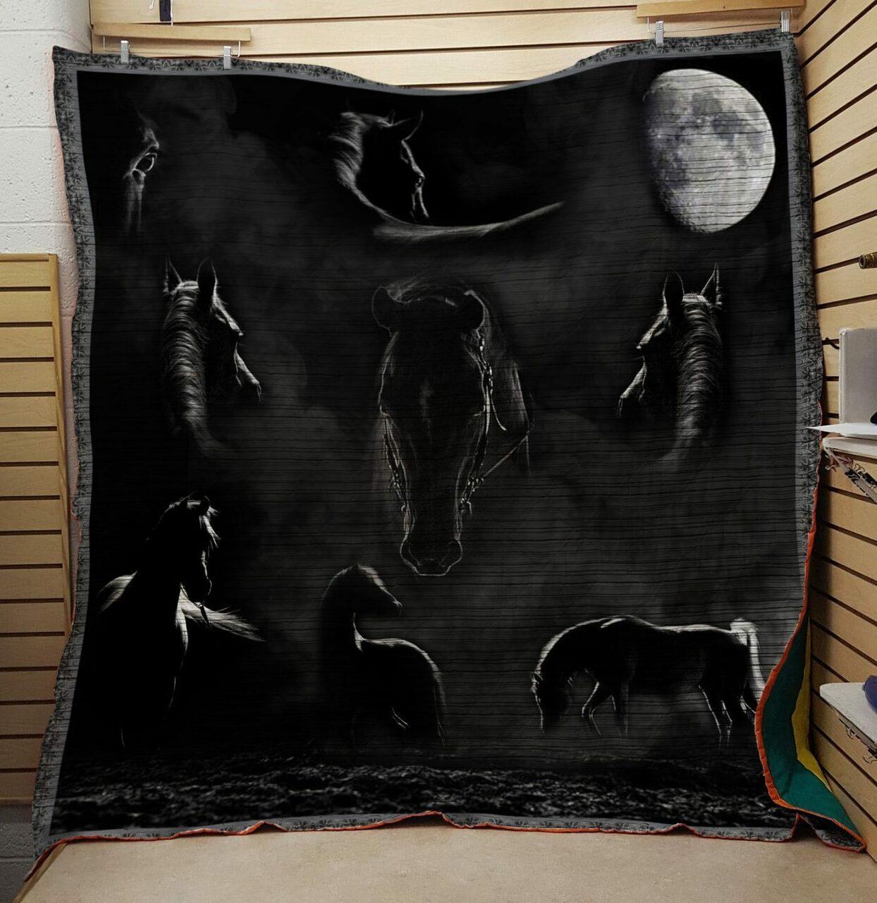Horse Black Quilt and Home Decor
