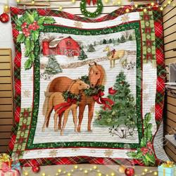Horse Christmas Cl14100258Mdq Quilt Blanket and Home Decor