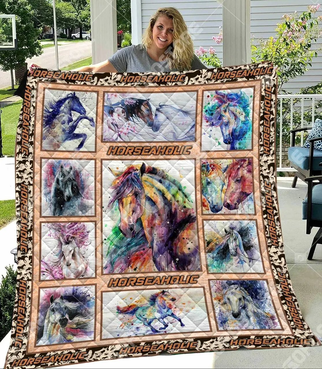 Horse Holic Quilt Blanket and Home Decor
