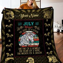 Horse July Personalized Quilt Blanket C9B010601Ct and Home Decor