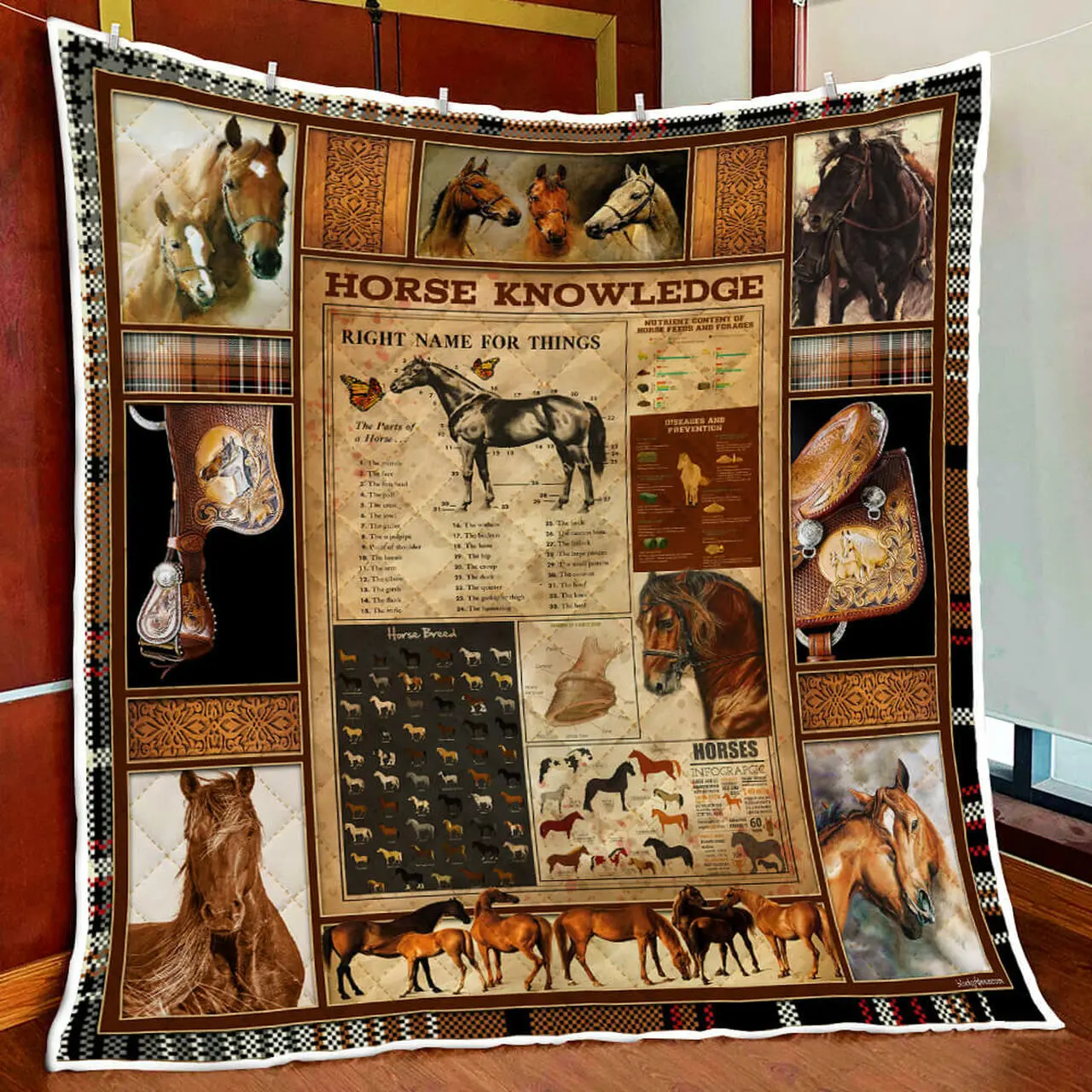 Horse Knowledge Quilt Blanket and Home Decor