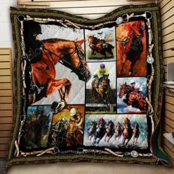 Horse Racing Cl2100245Mdq Quilt Blanket and Home Decor