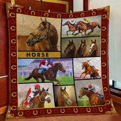 Horse Racing Quilt Blanket and Home Decor