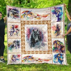 Horse Watercolor Premium Quilt Blanket  Quilt and Home Decor