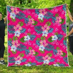 Hot Pink Aloha Hibiscus Cl17100347Mdq Quilt Blanket and Home Decor