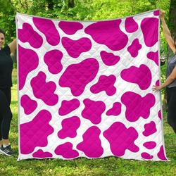 Hot Pink And White Cow Cl17100348Mdq Quilt Blanket and Home Decor